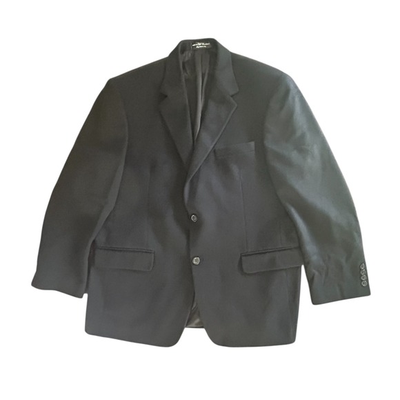 Vintage Gianfranco Ruffini 100% Camel Hair Black Blazer Sport Coat Jacket 44R - Picture 1 of 7